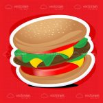 Illustrated Burger with Cut-Out Style